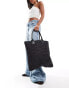 Mango oversized raffia shopper bag in black