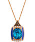 Фото #1 товара Le Vian deep Sea Blue Topaz (2-1/2 ct. t.w.), Nude Diamonds (1/6 ct. t.w.) & Chocolate Diamonds (1/20 ct. t.w.) Adjustable Pendant Necklace in 14k Rose Gold, 18" + 2" extender