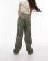 Topshop high waist moto waist seamed straight leg trouser in khaki