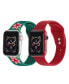 Фото #1 товара Men's and Women's Green Floral Red 2 Piece Silicone Band for Apple Watch 42mm