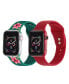 Фото #1 товара Men's and Women's Green Floral Red 2 Piece Silicone Band for Apple Watch 42mm