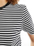 Фото #6 товара Selected Femme cotton perfect t-shirt in black stripe