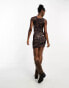 Фото #8 товара Tammy Girl slash neck slinky mini dress in leather patchwork print