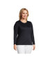 ფოტო #5 პროდუქტის Plus Size Relaxed Supima Cotton Long Sleeve Crew Neck T-Shirt