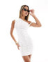 Фото #1 товара ASOS DESIGN one shoulder with twist detail mini dress in white broderie