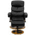 Фото #3 товара Contemporary Black Leather Recliner And Ottoman With Wood Base
