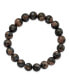 ფოტო #3 პროდუქტის 10mm Black and Brown Agate Beaded Stretch Bracelet