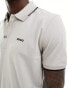 HUGO RED Dinoso tipped polo shirt in grey