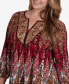 Фото #3 товара Plus Size Embellished Placket Decorative Border Print Knit Top