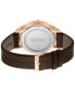 ფოტო #3 პროდუქტის Men's Tyler Quartz Multifunction Brown Leather Watch 43mm