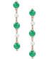 ფოტო #6 პროდუქტის Emerald (3/4 ct. t.w.) & Diamond (1/10 ct. t.w.) Linear Drop Earrings in 14k Gold (Also in Ruby & Sapphire)