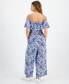 ფოტო #2 პროდუქტის Women's Floral-Print Off-the-Shoulder Jumpsuit