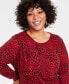INC Plus Size Printed Long-Sleeve Drape-Front Top, Created for Macy's