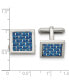 ფოტო #3 პროდუქტის Stainless Steel Polished Blue Carbon Fiber Inlay Square Cufflinks
