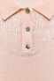 Фото #10 товара Короткое трикотажное платье с воротником поло и пайетками ZARA