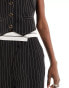 Extro & Vert tailored pinstripe trouser with asymmetric waistband in black co-ord