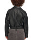 ფოტო #2 პროდუქტის Women's Cropped Belted Moto Jacket