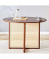 Фото #1 товара Retro Chinese Solid Wood Round Imitation Rattan Table Desk