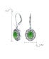 Фото #4 товара Western Style 3.2CT Dyed Natural Quartz Green Oval Bezel Set Lever Back Dangle Earrings For Women Sterling Silver