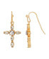 ფოტო #1 პროდუქტის 14K Gold-Dipped Crystal Cross Drop Earrings
