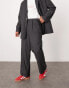 Фото #3 товара ASOS DESIGN wide leg pleat front suit trousers in charcoal