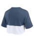 ფოტო #2 პროდუქტის Women's Navy/White New York Yankees Color Split Boxy Cropped T-Shirt