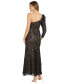 ფოტო #2 პროდუქტის Women's One-Long-Sleeve Floral-Lace Sequin Gown