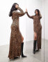 Фото #4 товара ASOS EDITION long sleeve bias cut maxi dress in leopard print