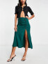 Фото #1 товара ASOS DESIGN midi skirt with ruched side and button detail in dark green