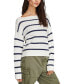 ფოტო #4 პროდუქტის Women's Cotton Striped Boat-Neck Sweater