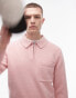 Topman knitted zip polo in pink