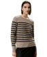 Фото #1 товара Women's Striped Round Collar Cashmere Sweater for Women