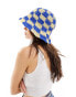 South Beach checkerboard bucket hat in yellow and blue - фото #2