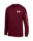 Фото #3 товара Men's Maroon Virginia Tech Hokies Team Stack Long Sleeve T-shirt