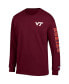 Men's Maroon Virginia Tech Hokies Team Stack Long Sleeve T-shirt Бордовый, 2XL - фото #3