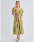 Maternity Angel Ruffled Dress in Chartreuse