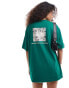 The North Face Geolines Redbox backprint oversized t-shirt in dark green exclusive to ASOS