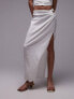 Topshop knot detail midi skirt in cream