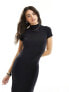 New Look slinky turtle neck midi dress in black