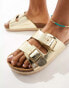 South Beach double buckle espadrille sandals in gold Золотистый, 41 - фото #2