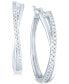 ფოტო #1 პროდუქტის Diamond Small Crossover Hoop Earrings (1/10 ct. t.w.) in Sterling Silver, 0.95"