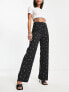 Фото #1 товара Monki co-ord tailored trousers in black floral print