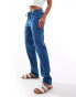 JDY chambray straight leg trousers in blue