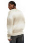 Hollister boxy crop fit fuzzy check knit cardigan in beige/cream