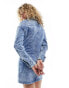 Фото #4 товара Kyo The Brand mini denim shirt dress in blue bleach wash