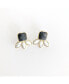 Sanctuary Project by Semi Precious Black and White Howlite Three Stone Stud Earrings Gold