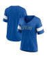 ფოტო #1 პროდუქტის Women's Heathered Royal Chicago Cubs Wordmark V-Neck Tri-Blend T-shirt