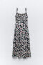 Фото #5 товара Платье миди из смесового льна с цветочным принтом ZARA