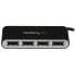 StarTech.com 4-Port Portable USB 2.0 Hub with Built-in Cable - USB 2.0 - USB 2.0 - 480 Mbit/s - Black - Silver - Plastic - CE - FCC - RoHS - REACH