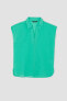 Gömlek Yaka Regular Fit Kısa Kollu %100 Pamuk Bluz X8896az22sm